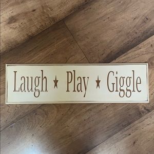 Laugh Play Giggle wall hanging decor